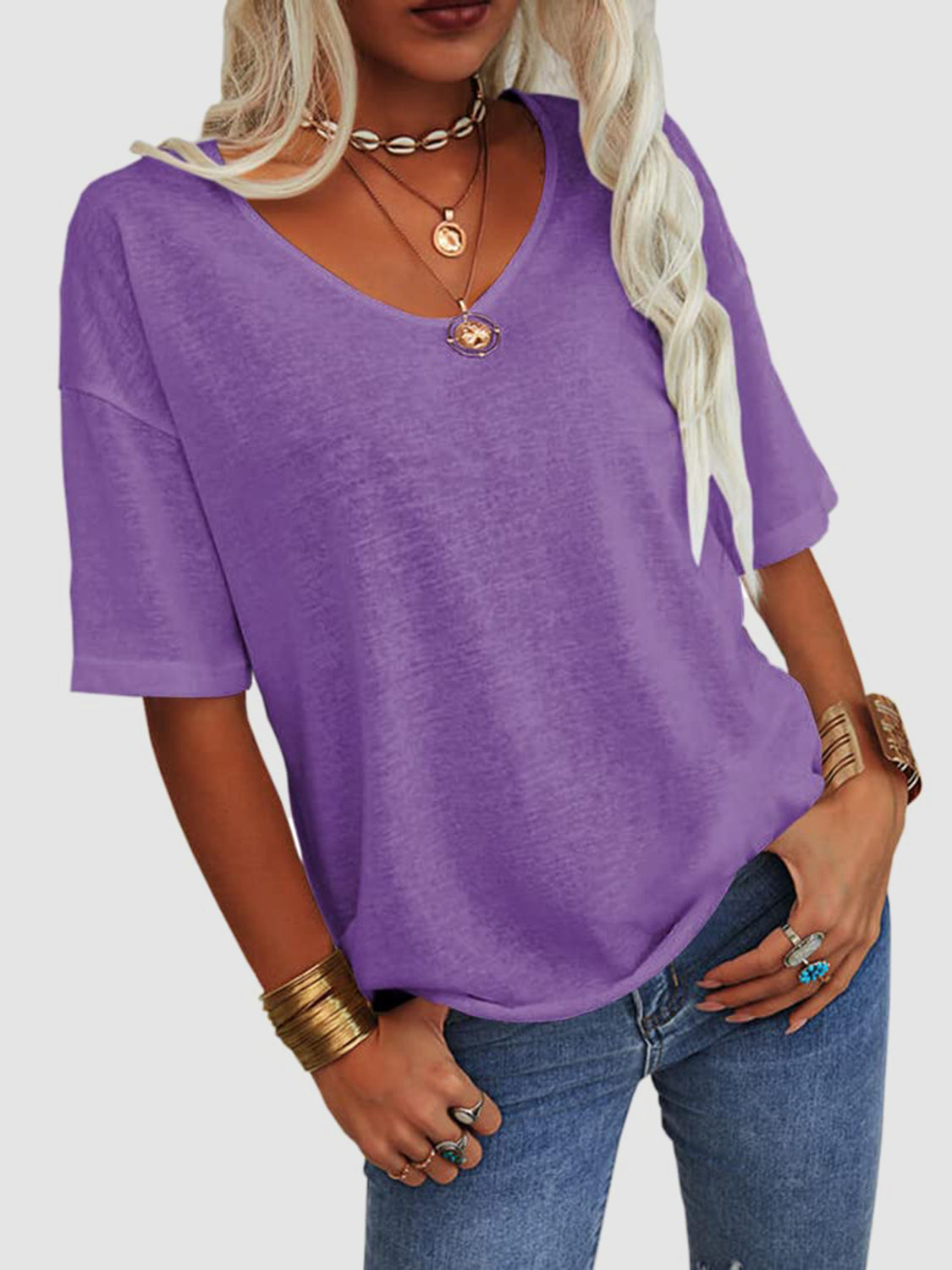 V-Neck Half Sleeve T-Shirt