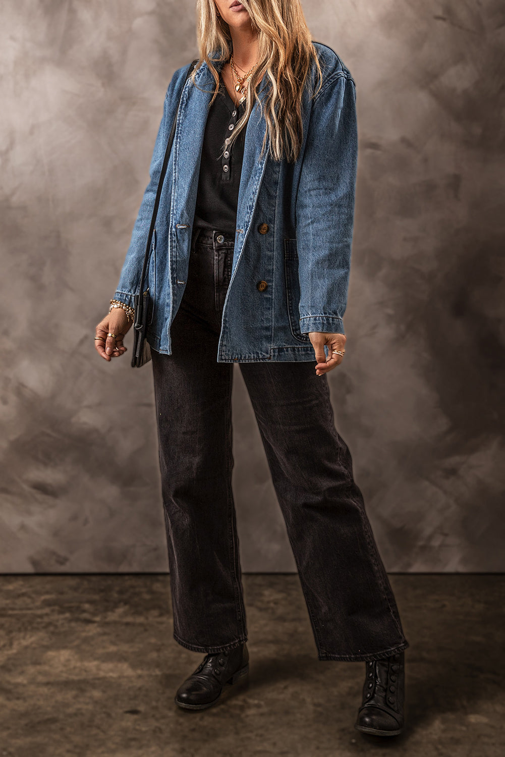 Long Sleeve Denim Jacket with Pockets