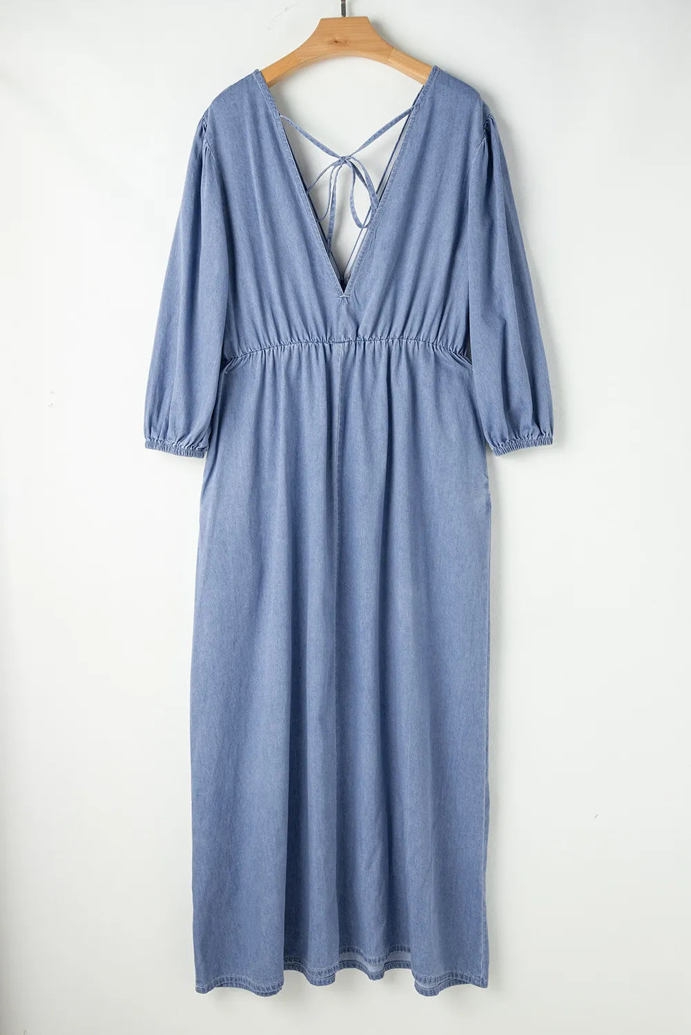 Three-Quarter Sleeve Denim Dress