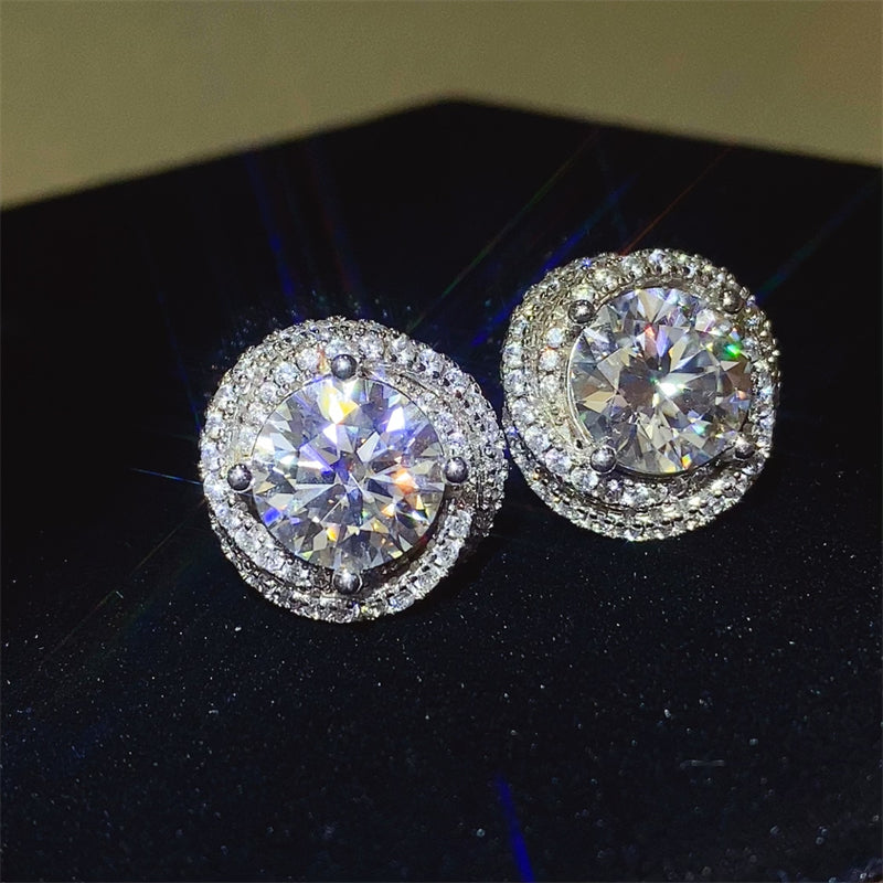 Stunning 6 Carat Moissanite 925 Sterling Silver Earrings