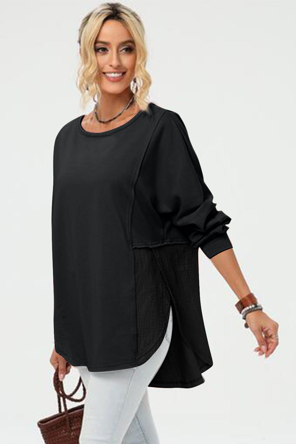 "Double Take" Long Sleeve High-Low T-Shirt