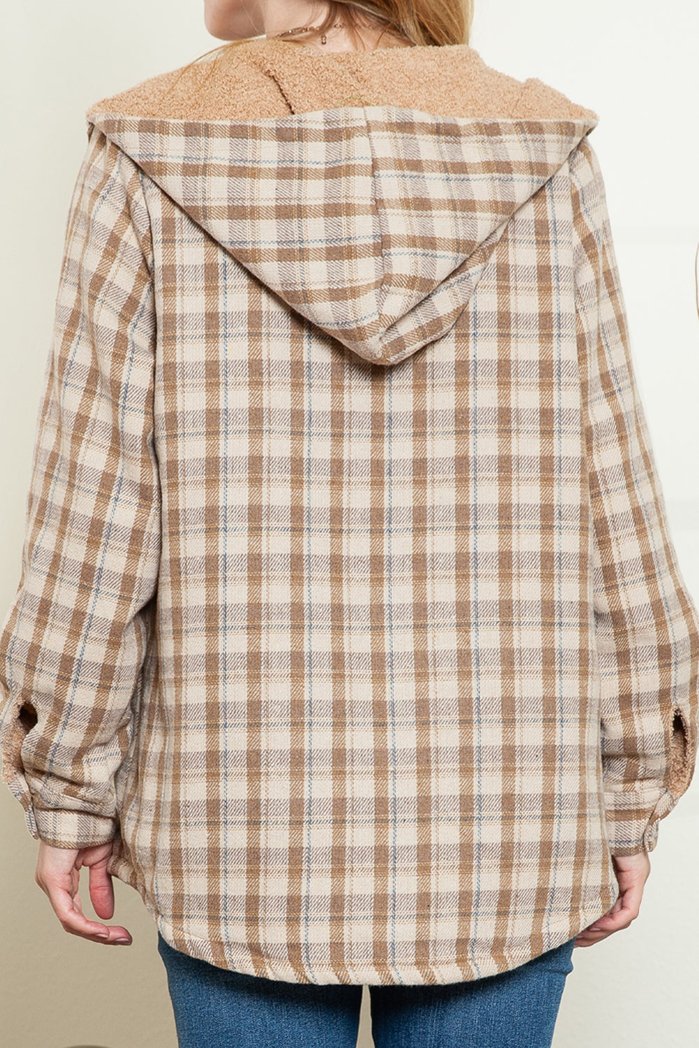 Sherpa Lined Hooded Flannel Jacket