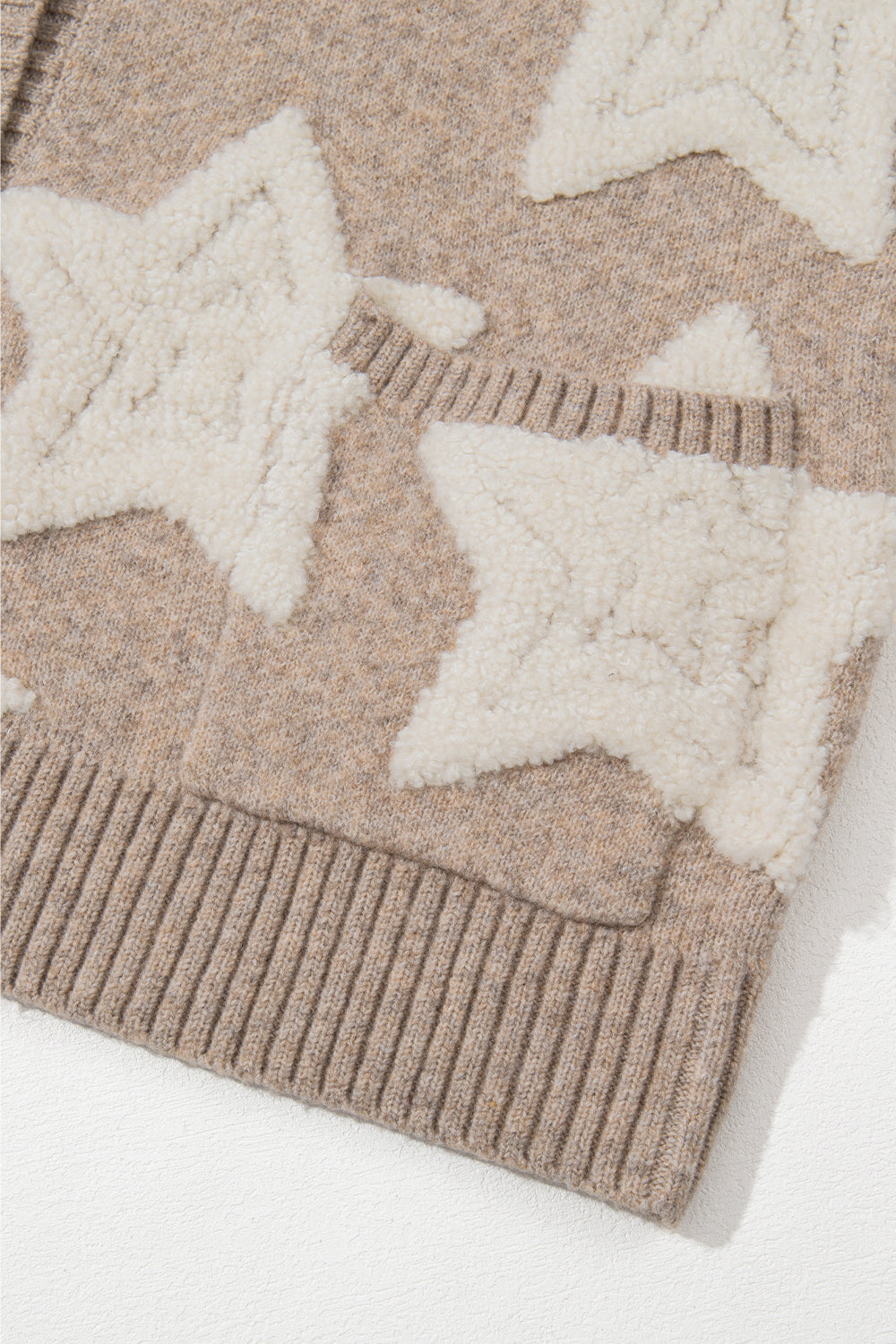 Khaki Star Pattern Cardigan
