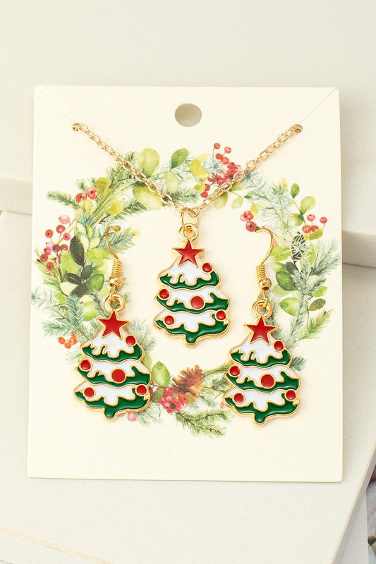 Christmas Tree Necklace/Earring Set
