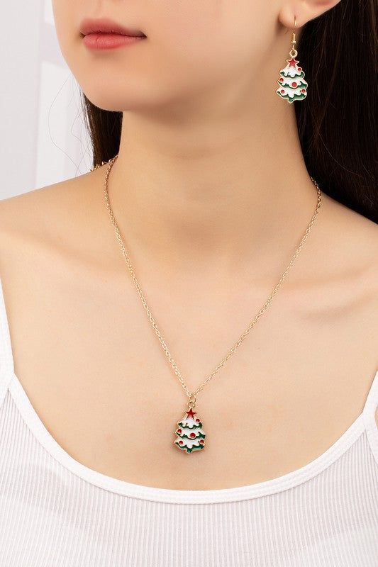 Christmas Tree Necklace/Earring Set