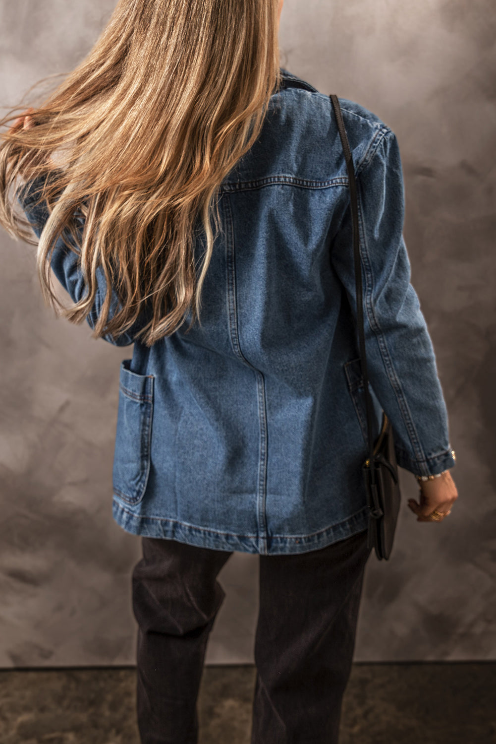 Long Sleeve Denim Jacket with Pockets