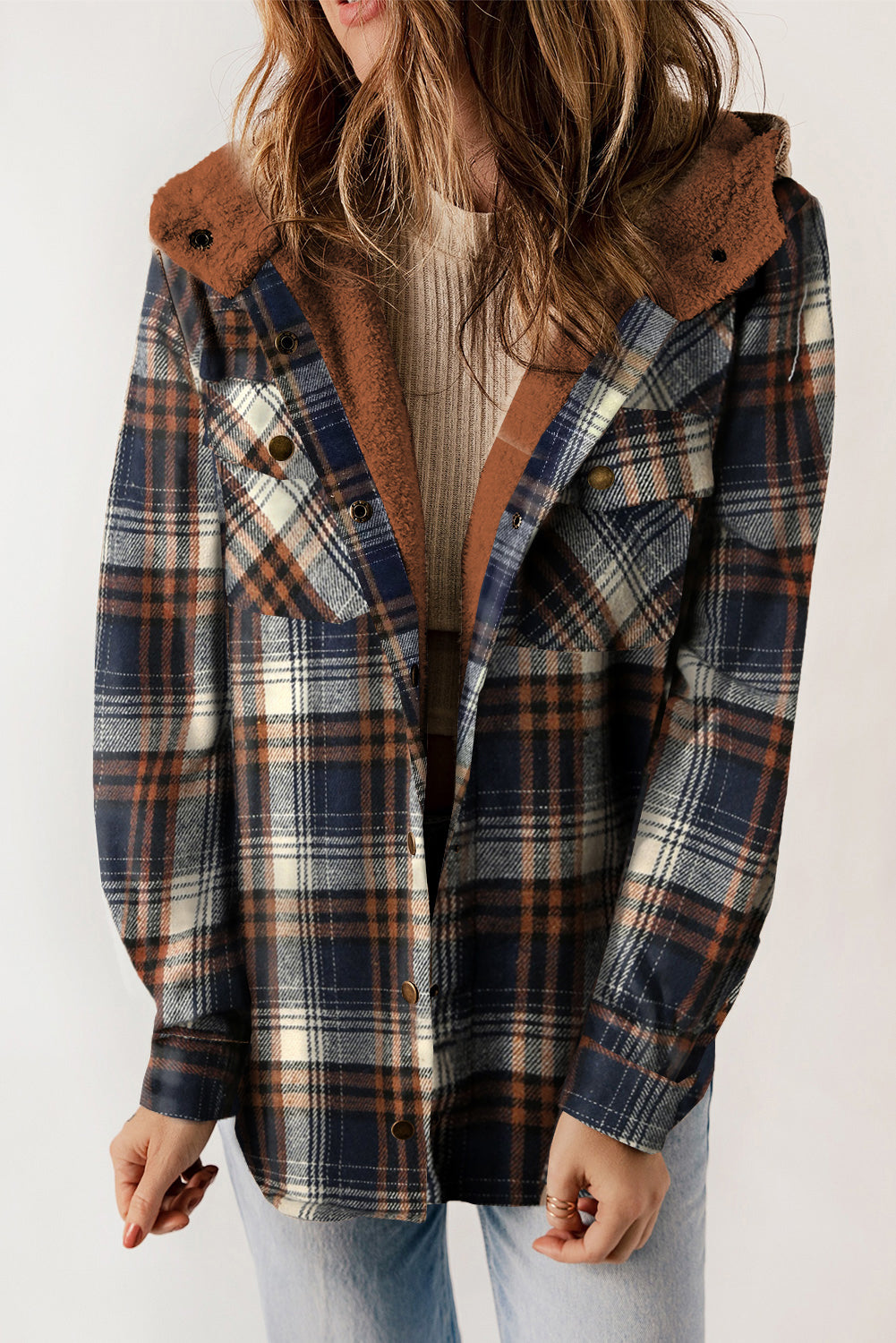 Sherpa Lined Hooded Flannel Jacket