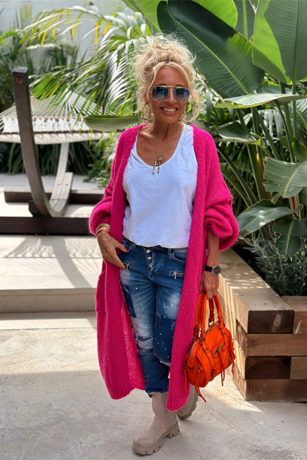 "Love & Peace" Boho Bulky Long Sleeve Cardigan