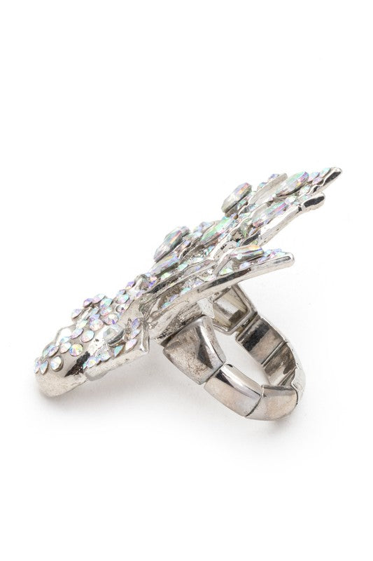 Peacock Adjustable Rhinestone Ring