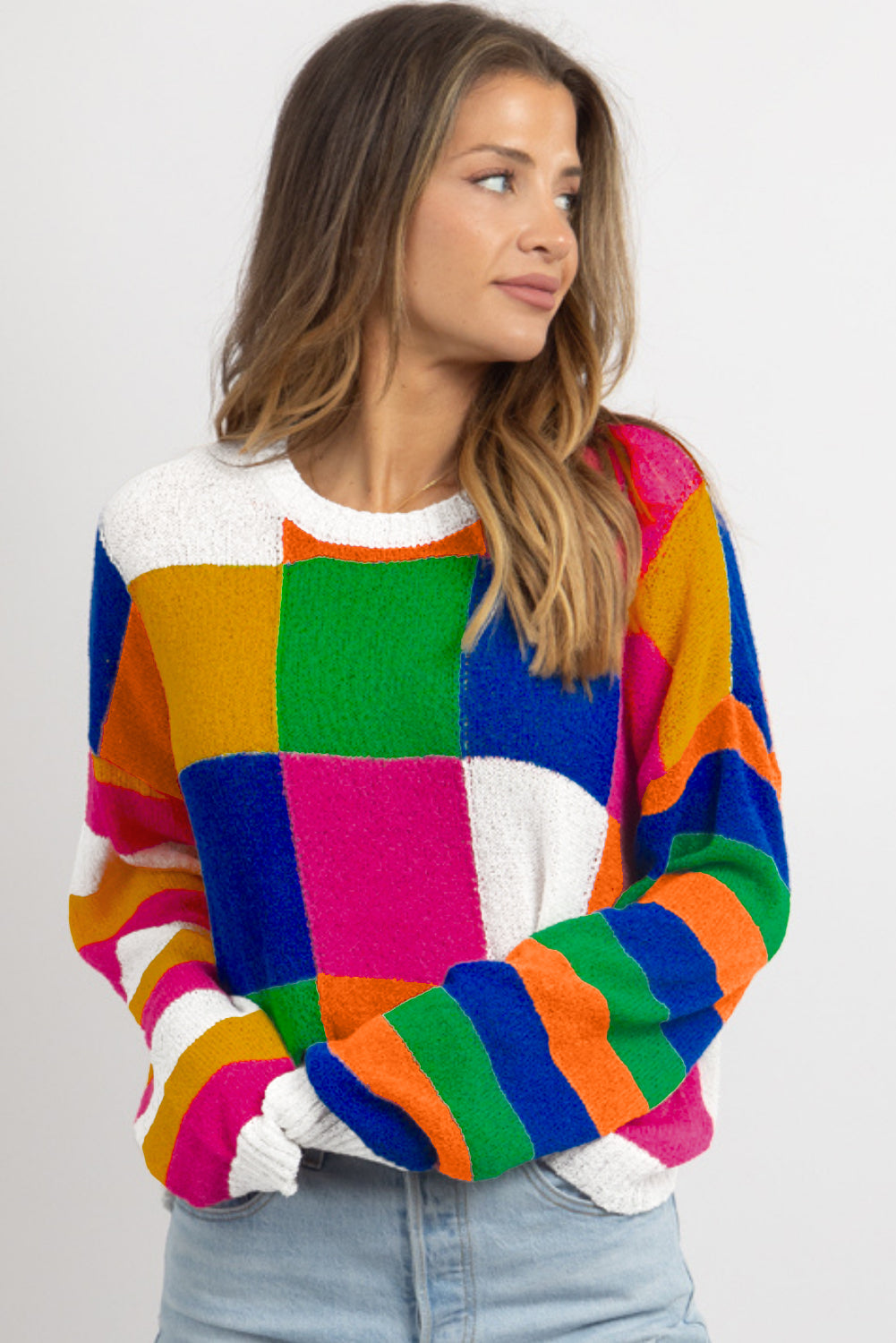 Checkered Colorful Loose Sweater