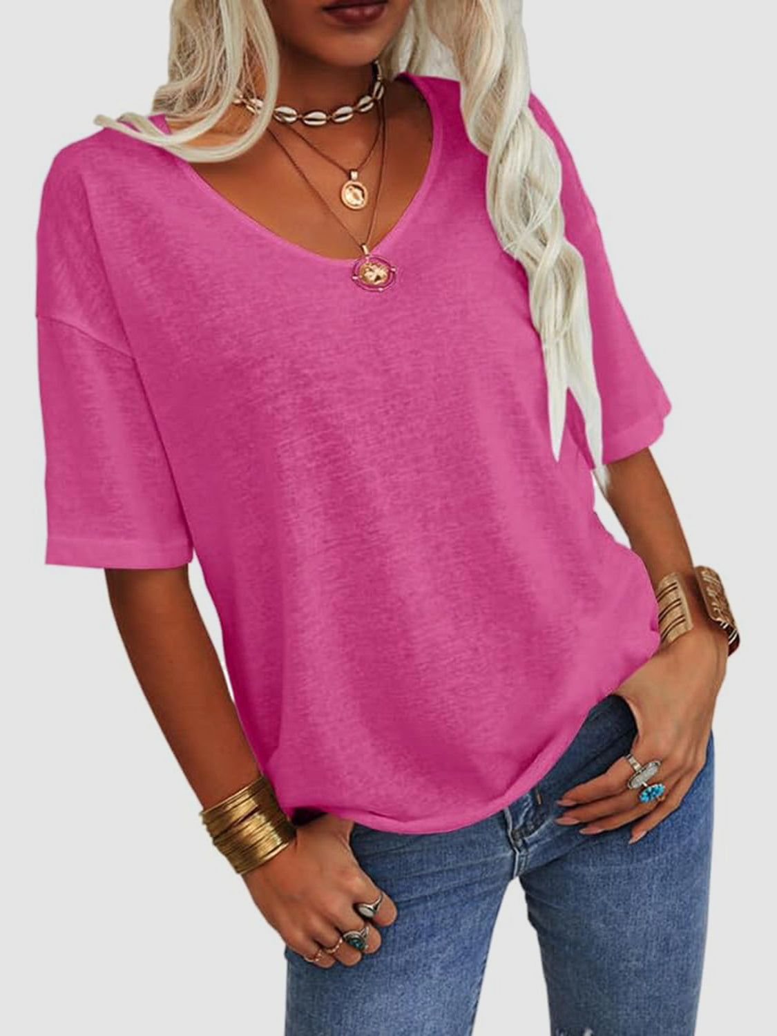 V-Neck Half Sleeve T-Shirt