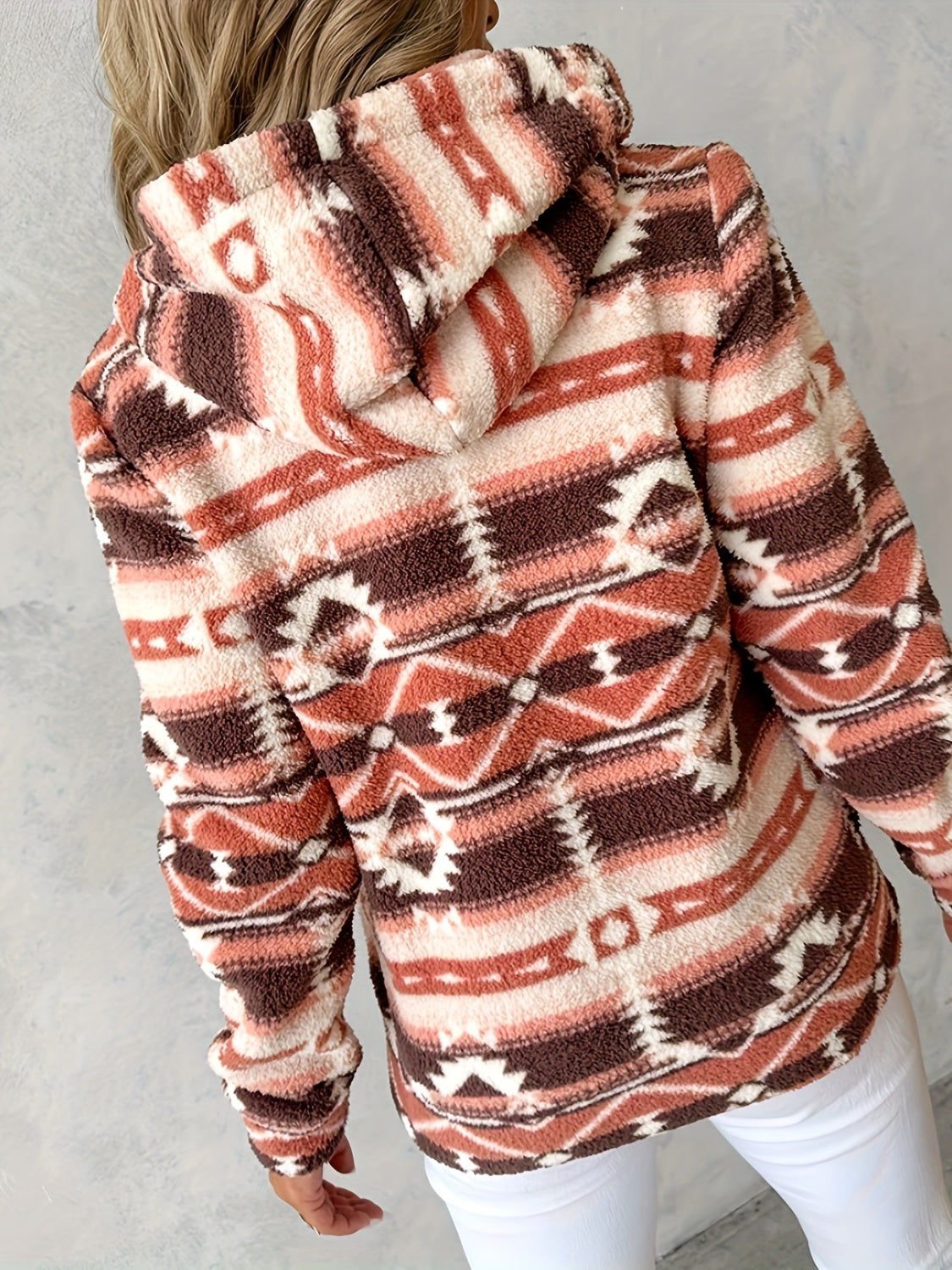 Western Zip Up Long Sleeve Hooded Jacket