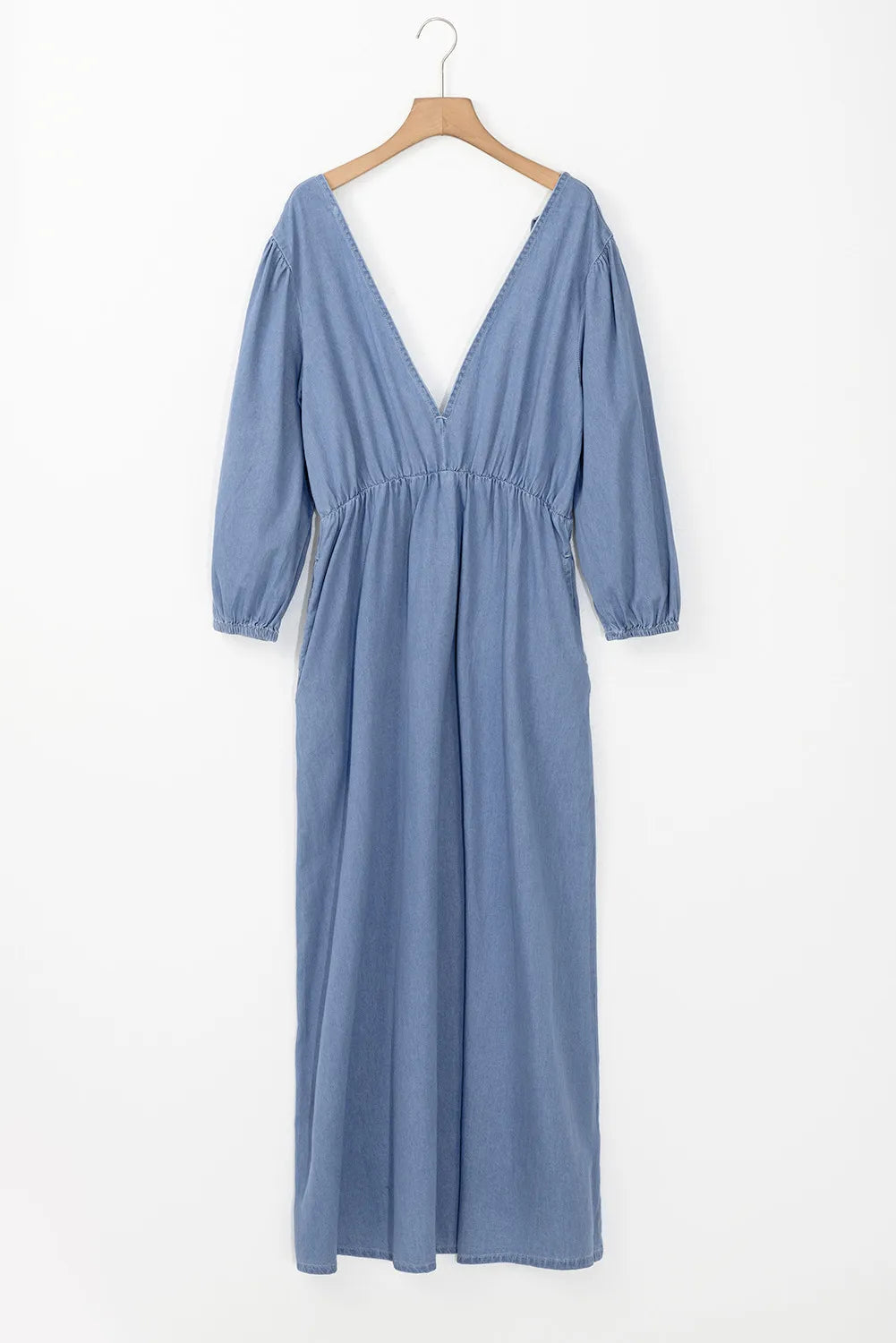 Three-Quarter Sleeve Denim Dress