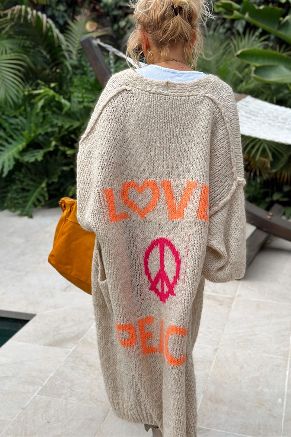 "Love & Peace" Boho Bulky Long Sleeve Cardigan