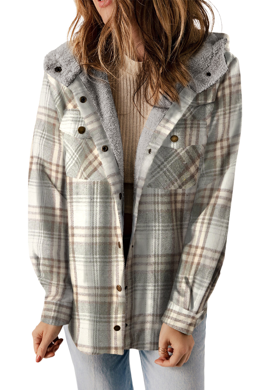 Sherpa Lined Hooded Flannel Jacket