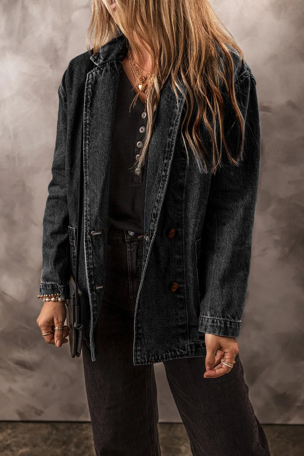 Long Sleeve Denim Jacket with Pockets
