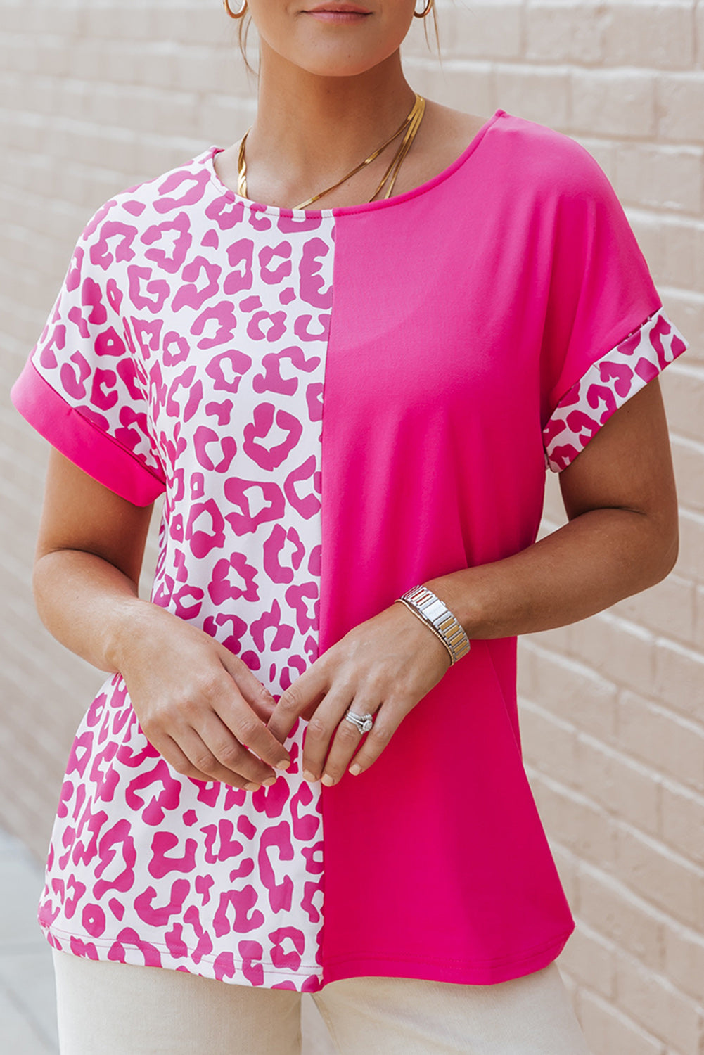 Leopard Patchwork T-Shirt Dress