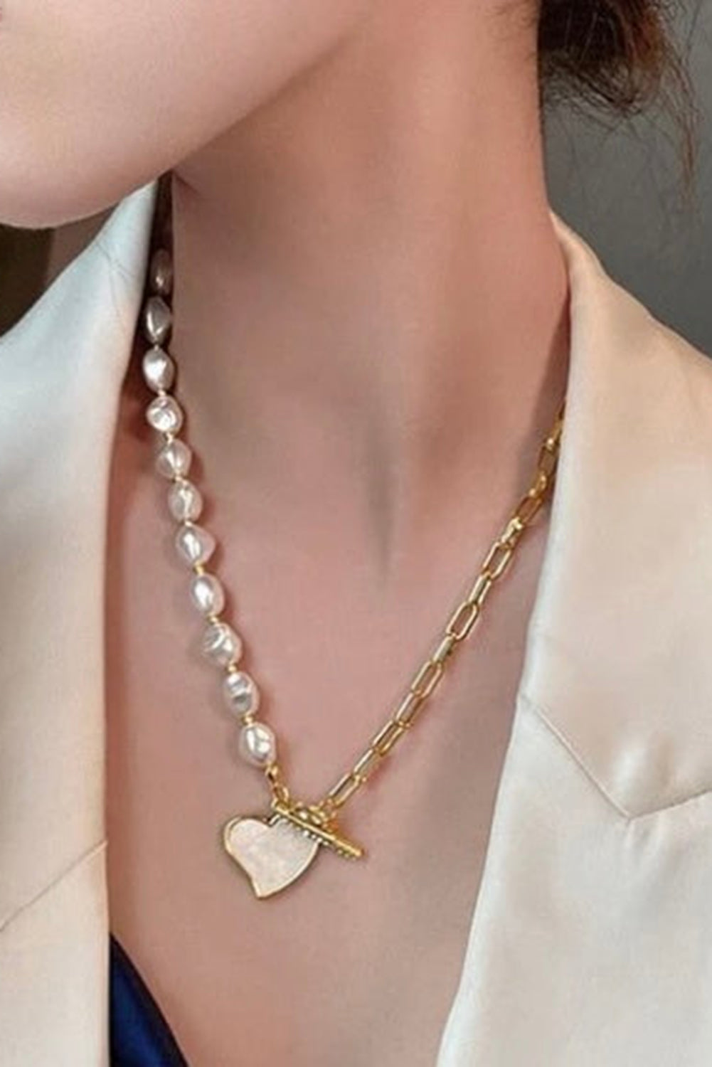 Gold Heart Shape Pendant Chain Necklace