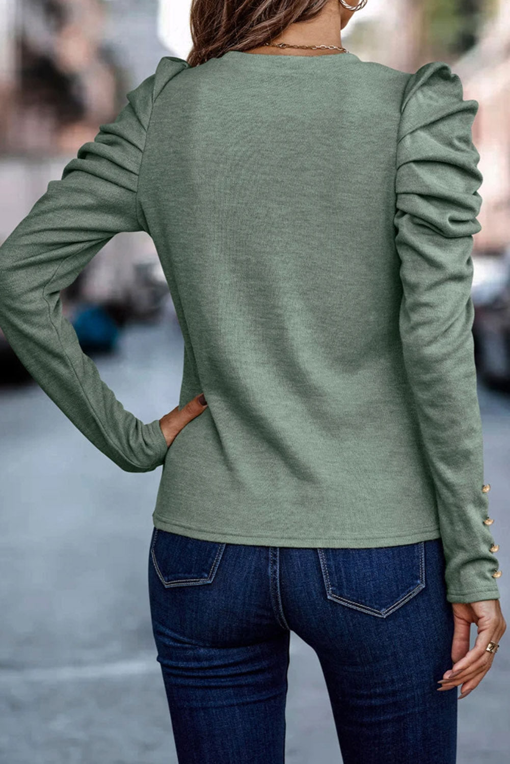 Puff Sleeve Top with Button Detail (Various colors)