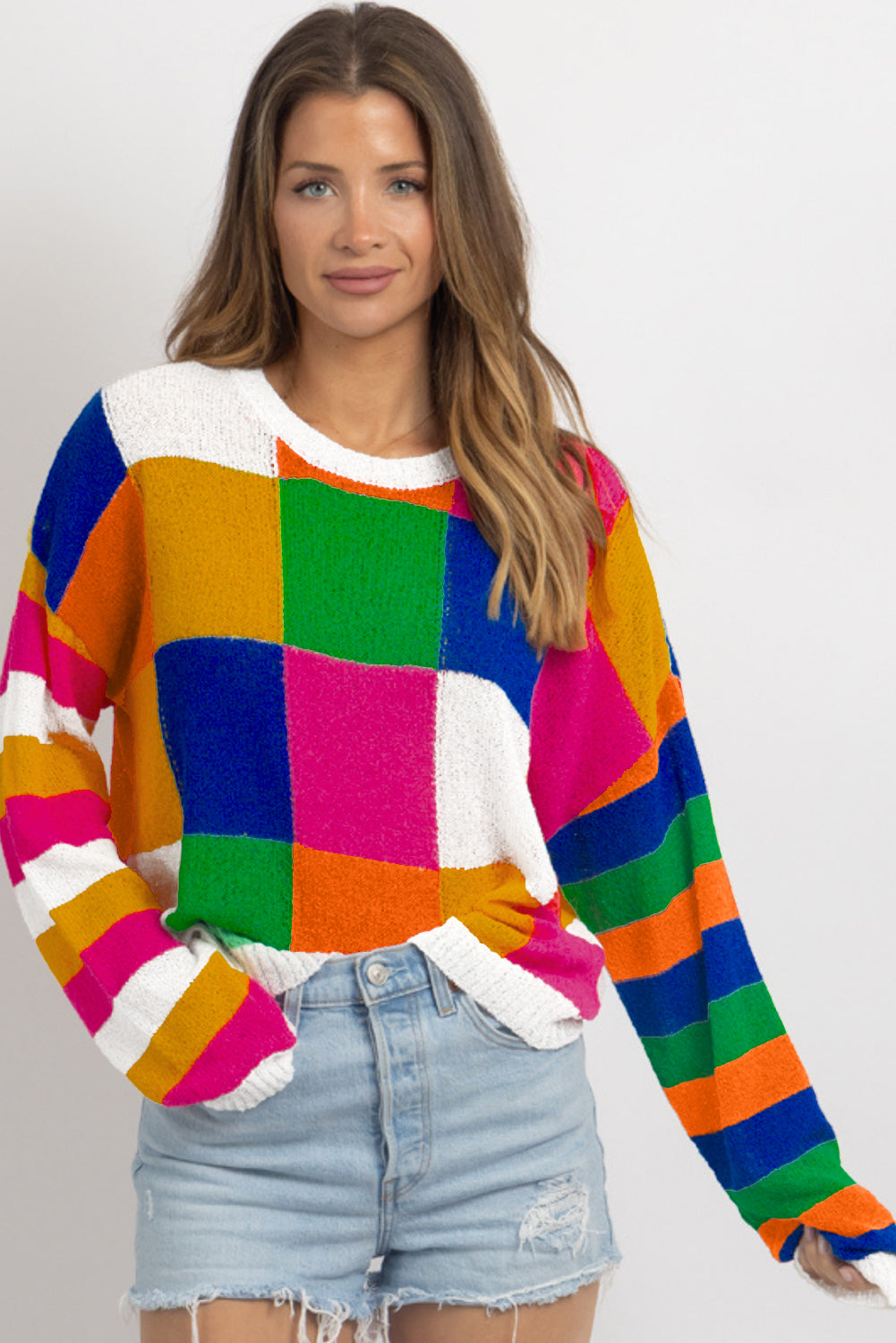 Checkered Colorful Loose Sweater