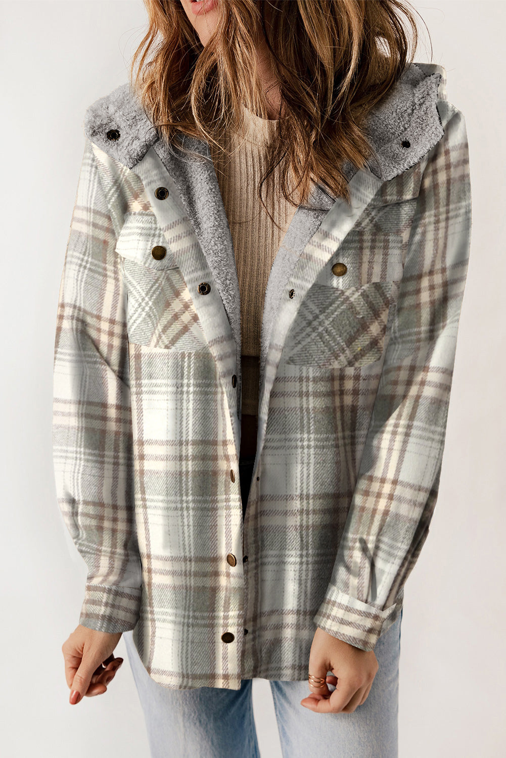 Sherpa Lined Hooded Flannel Jacket