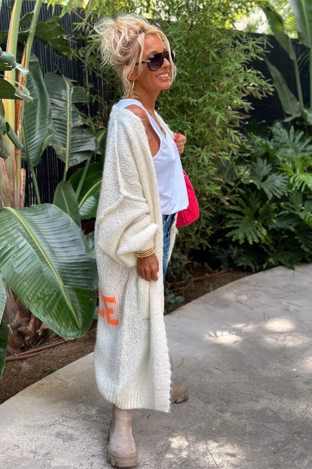 "Love & Peace" Boho Bulky Long Sleeve Cardigan