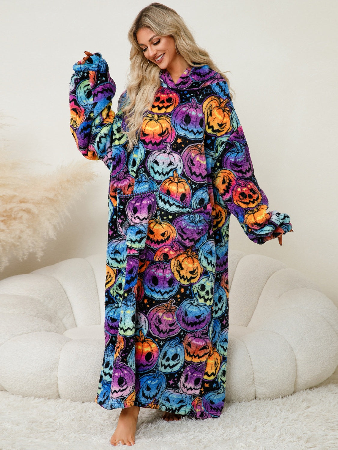 Long Sleeve Fuzzy Hooded Lounger
