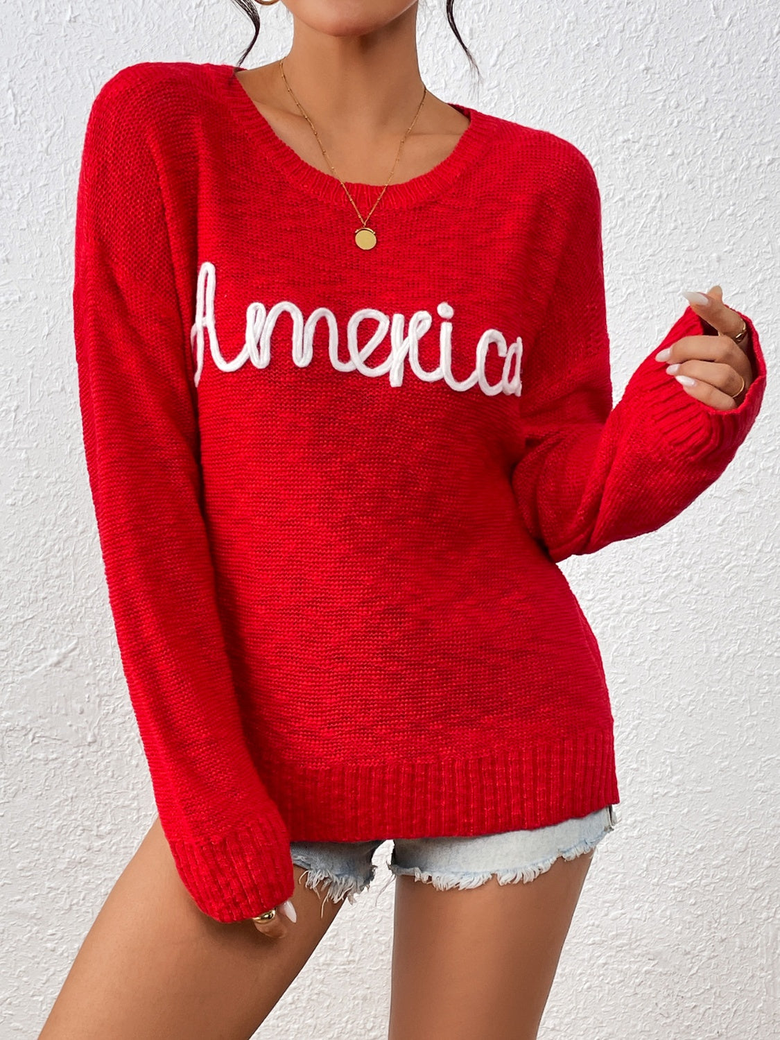 "America" Long Sleeve Sweater