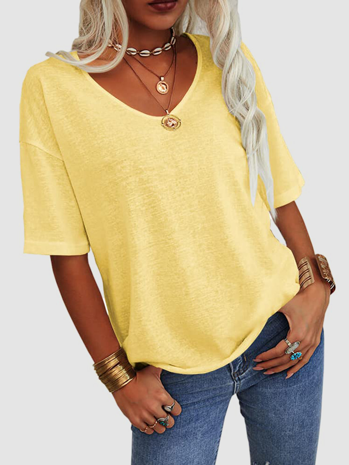 V-Neck Half Sleeve T-Shirt
