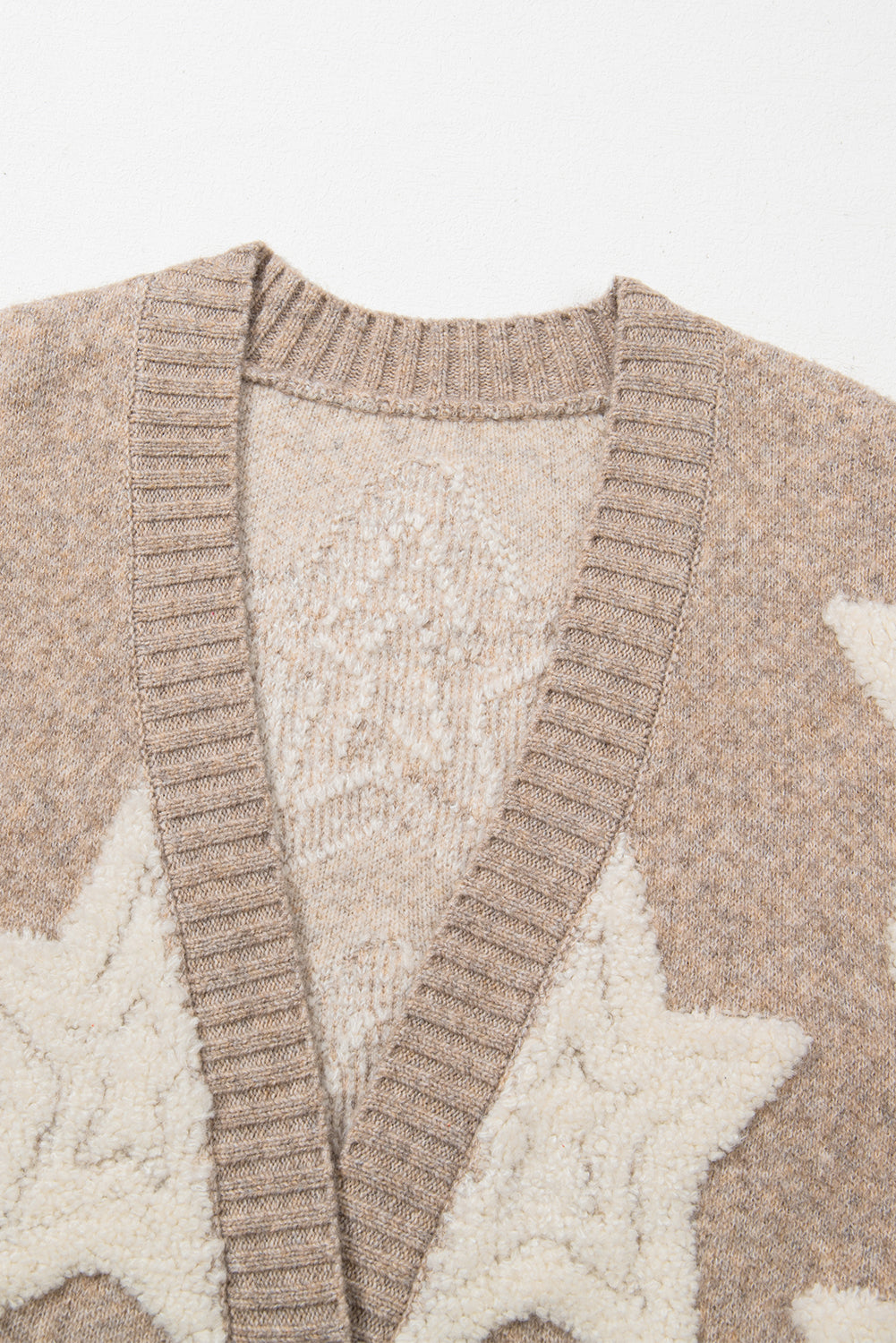 Khaki Star Pattern Cardigan