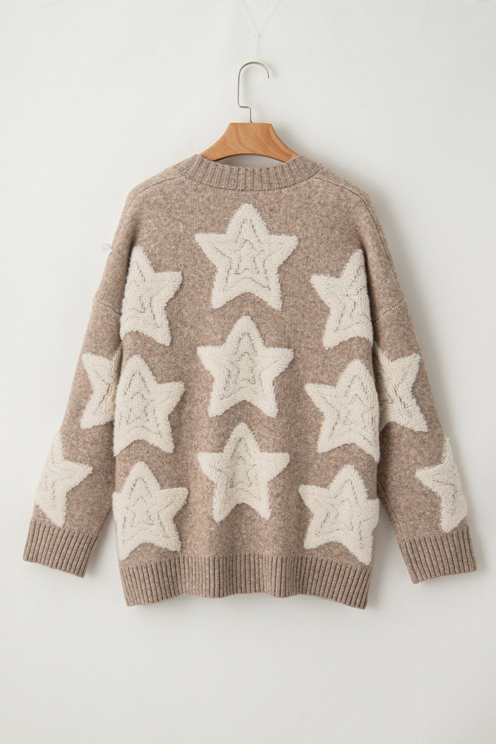 Khaki Star Pattern Cardigan