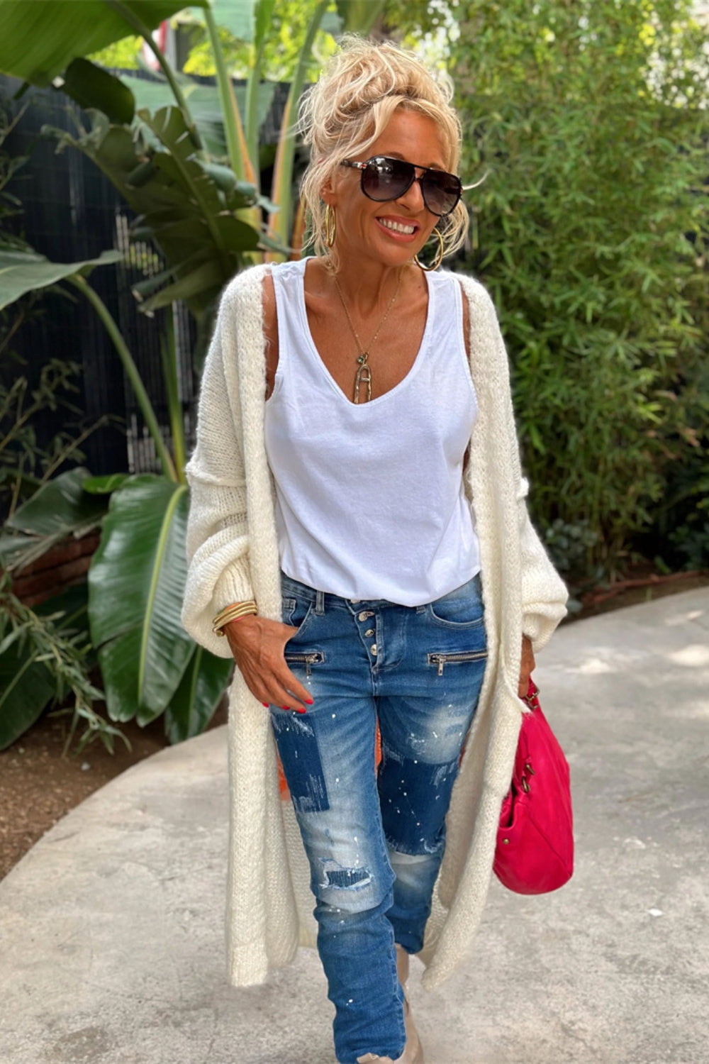 "Love & Peace" Boho Bulky Long Sleeve Cardigan