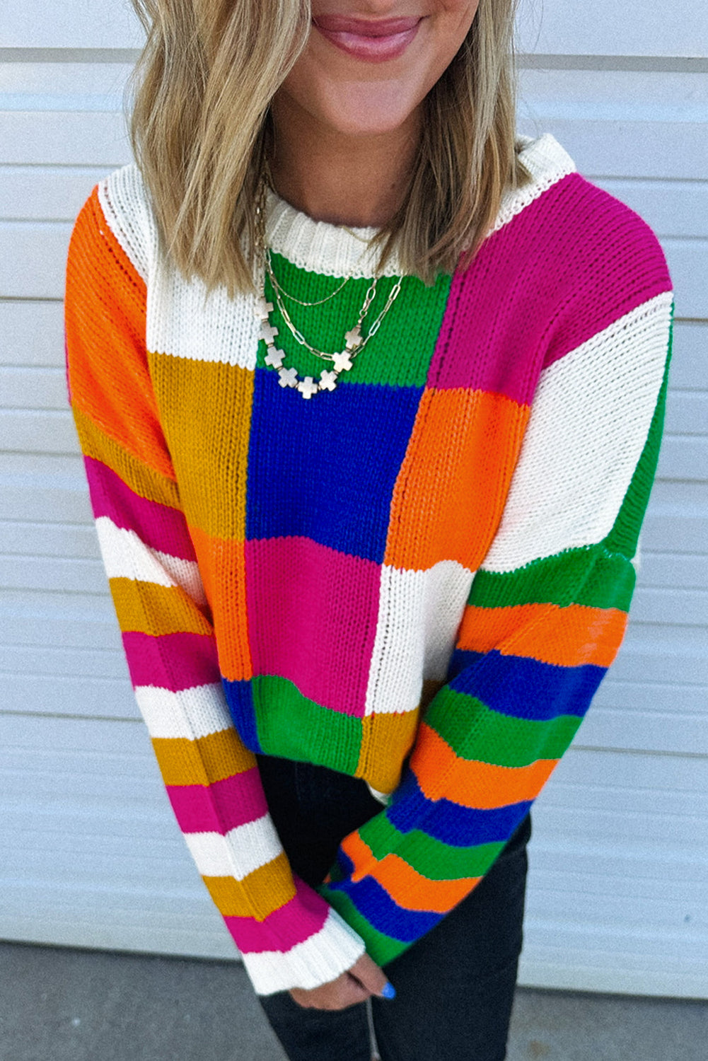 Checkered Colorful Loose Sweater