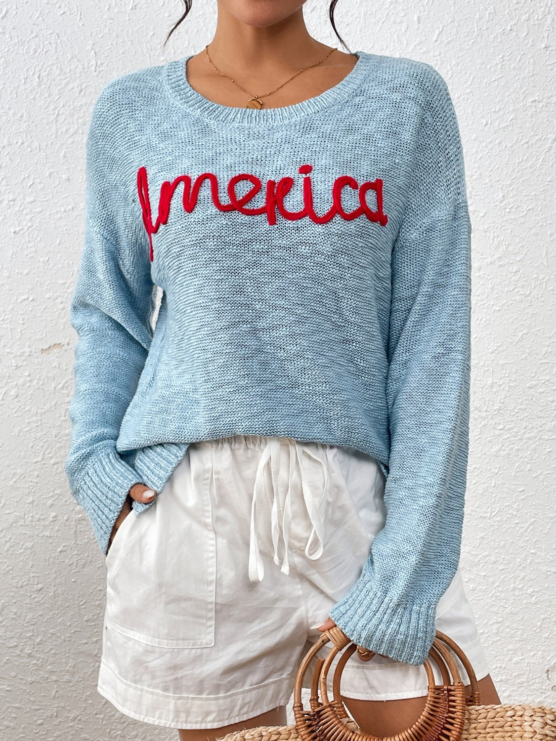 "America" Long Sleeve Sweater