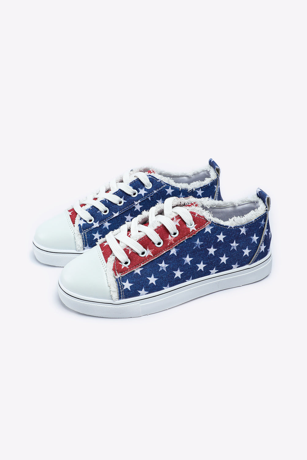 American Flag/Stars Frayed Lace-up Shoes
