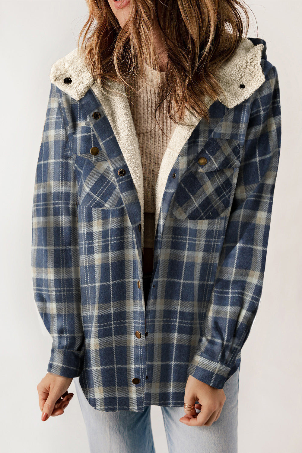 Sherpa Lined Hooded Flannel Jacket