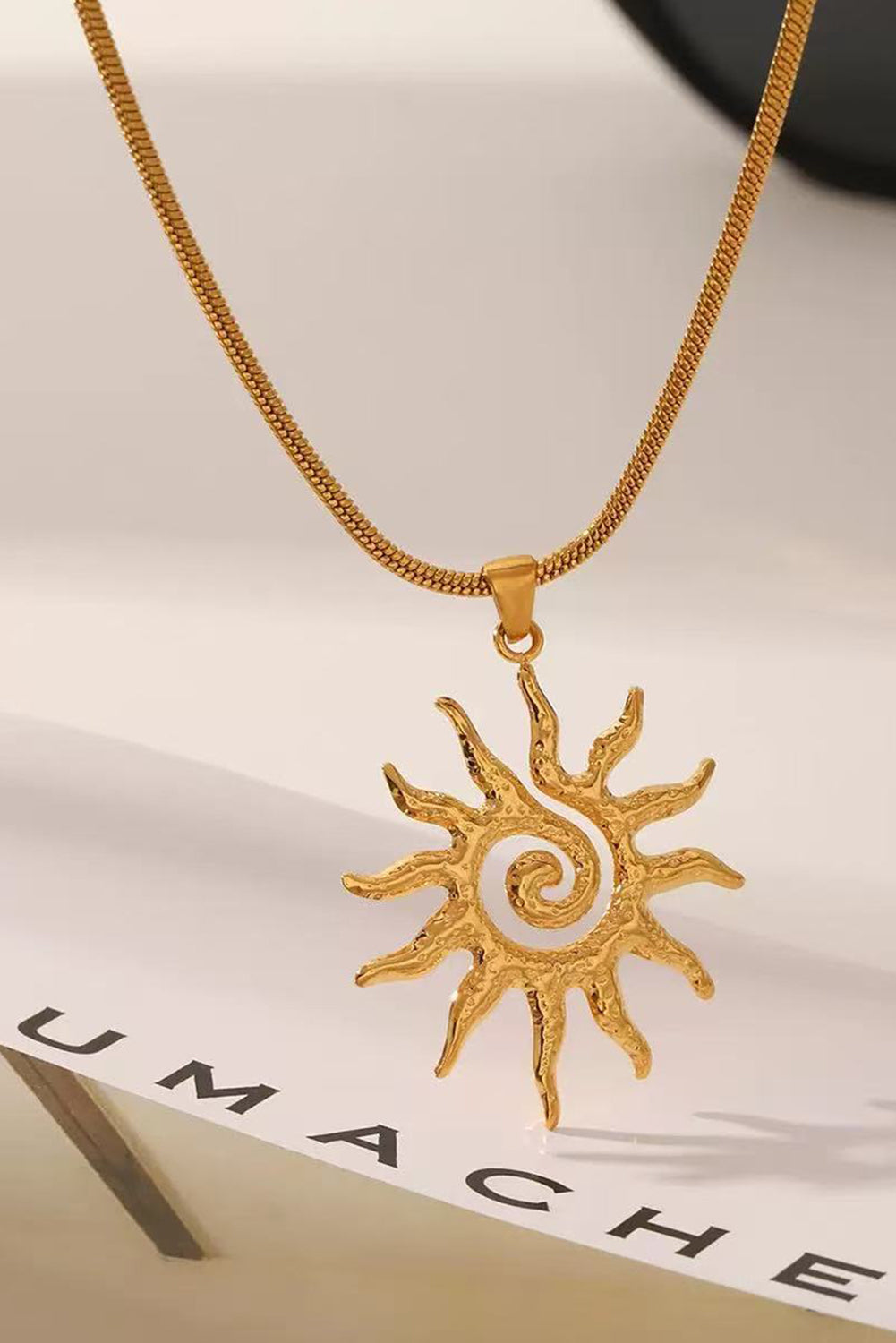 Gold Sun Shaped Pendant Necklace