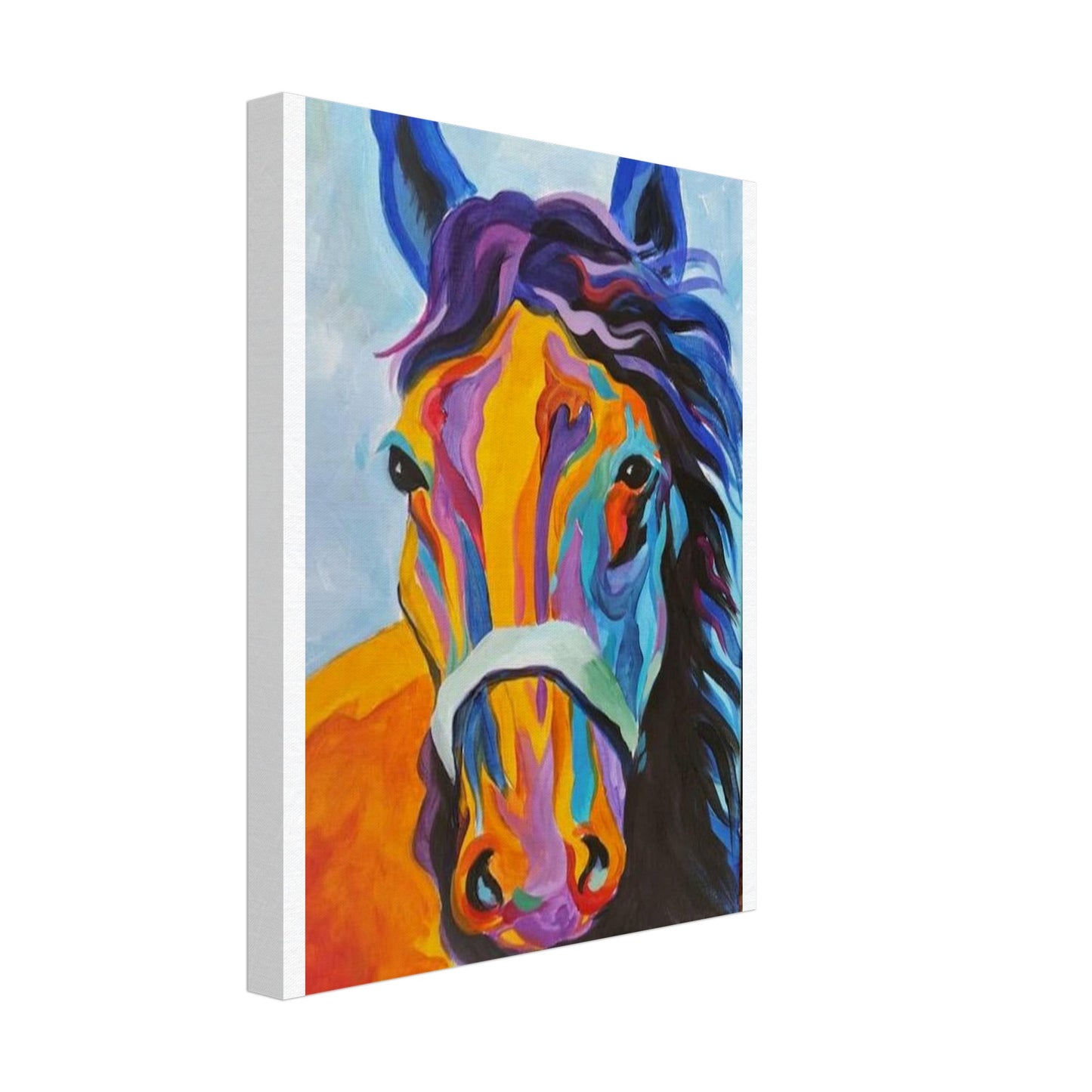 Colorful abstract print on canvas of a horse
