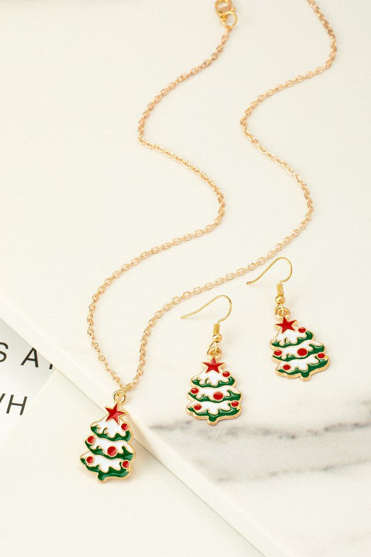 Christmas Tree Necklace/Earring Set