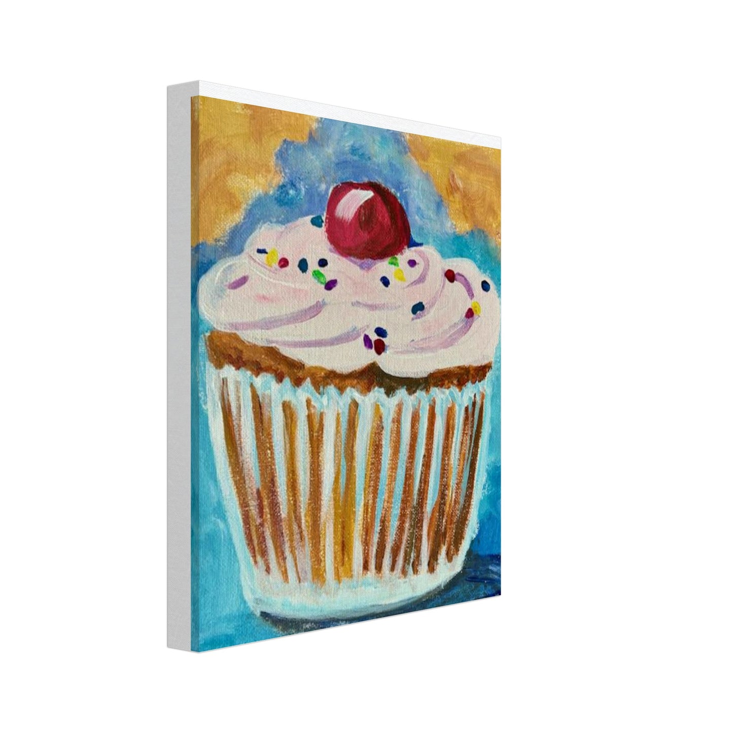 Yummy cupcake artwork reproduced on canvas