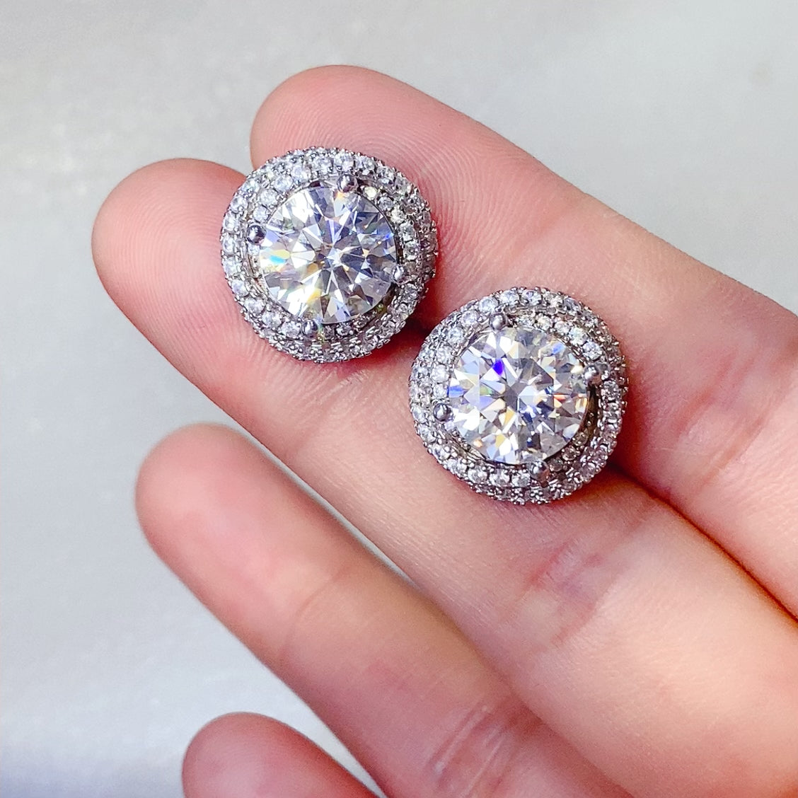 Stunning 6 Carat Moissanite 925 Sterling Silver Earrings