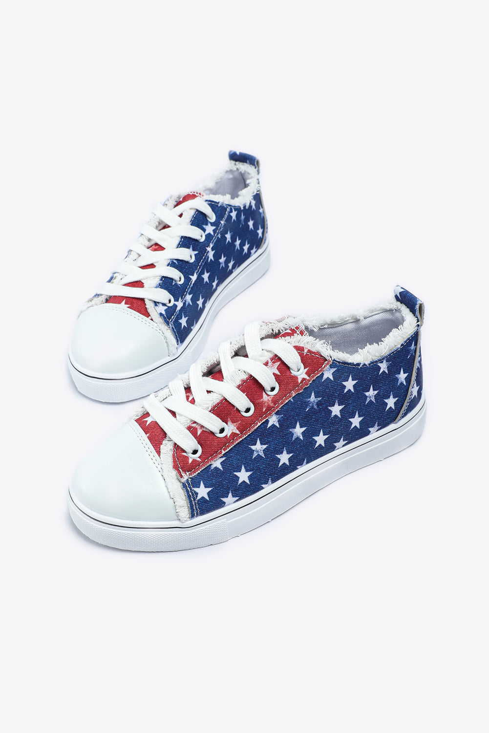 American Flag/Stars Frayed Lace-up Shoes