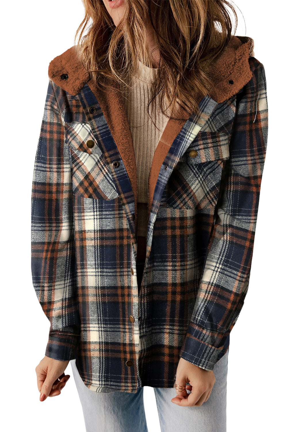 Sherpa Lined Hooded Flannel Jacket