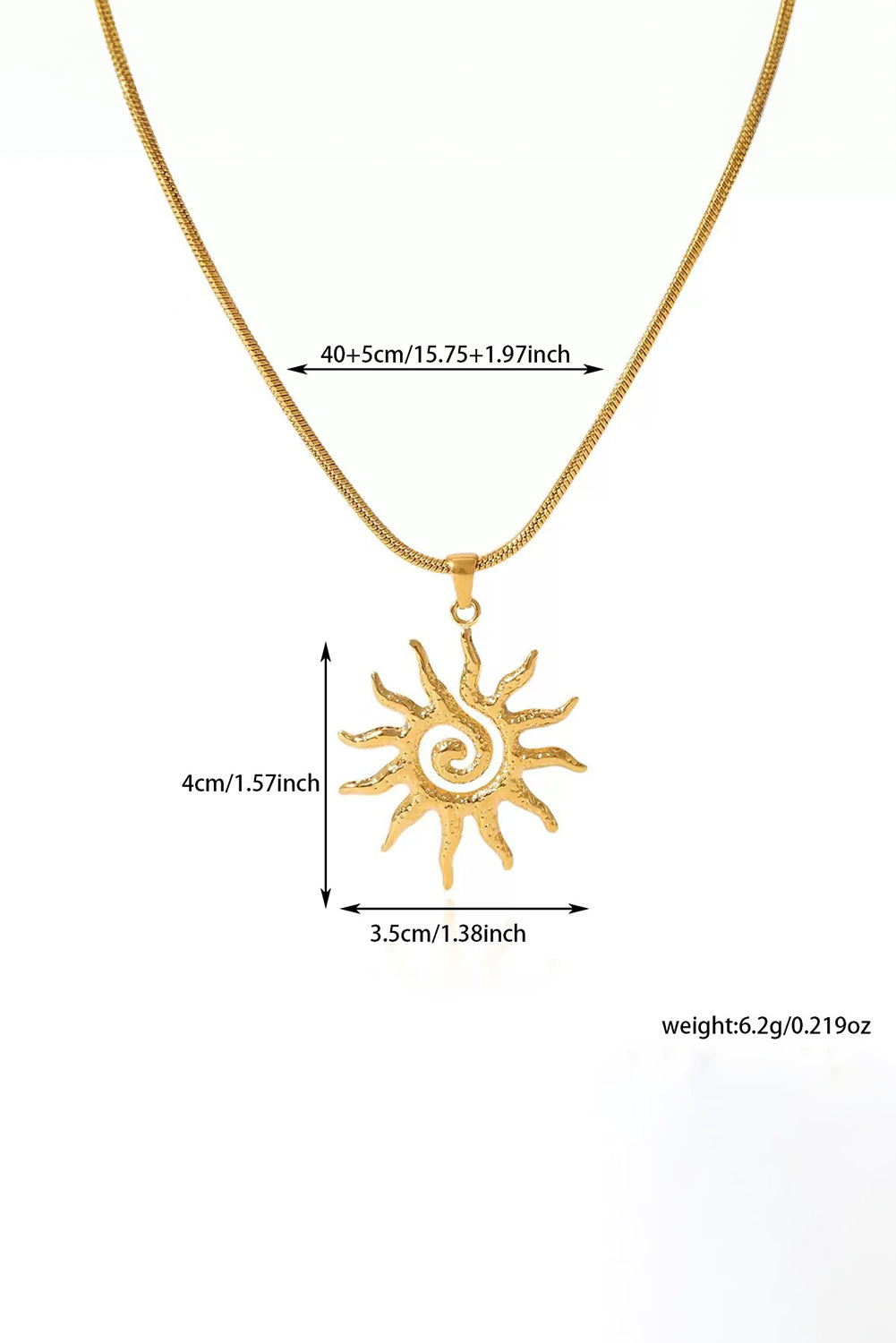 Gold Sun Shaped Pendant Necklace