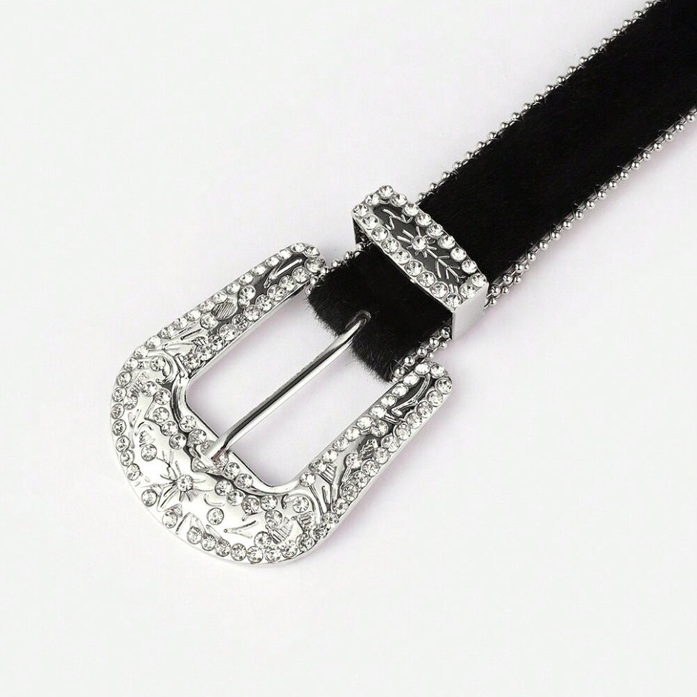 Leather-like Inlaid Rhinestone Belt