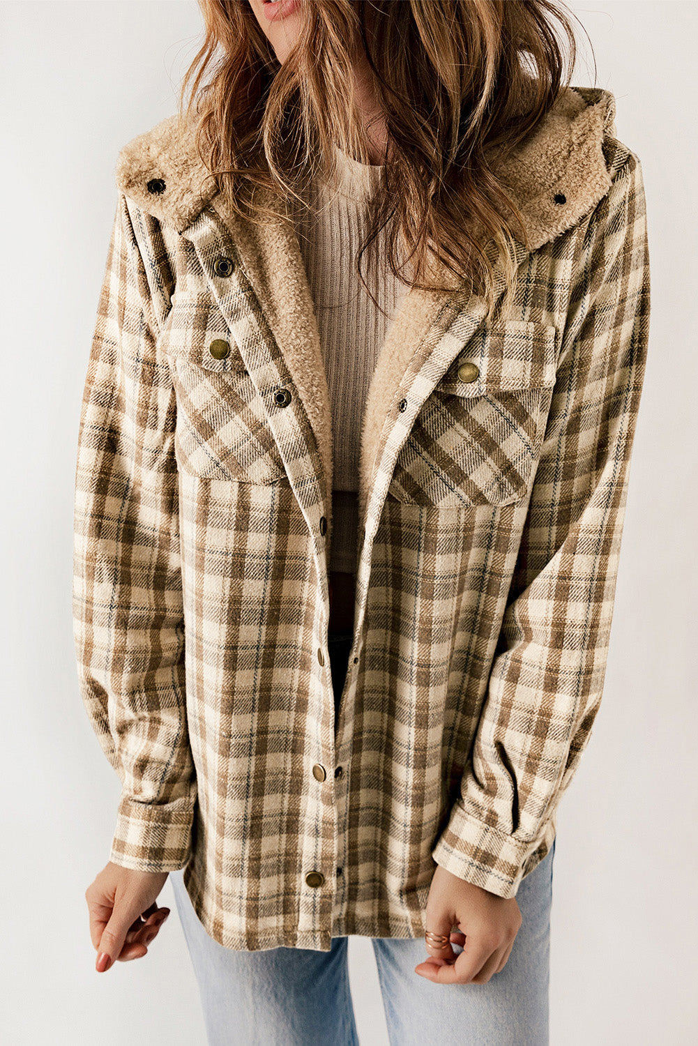 Sherpa Lined Hooded Flannel Jacket