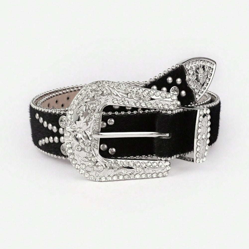Leather-like Inlaid Rhinestone Belt