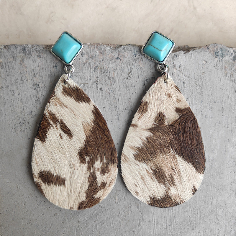 Cow Print Teardrop Earrings