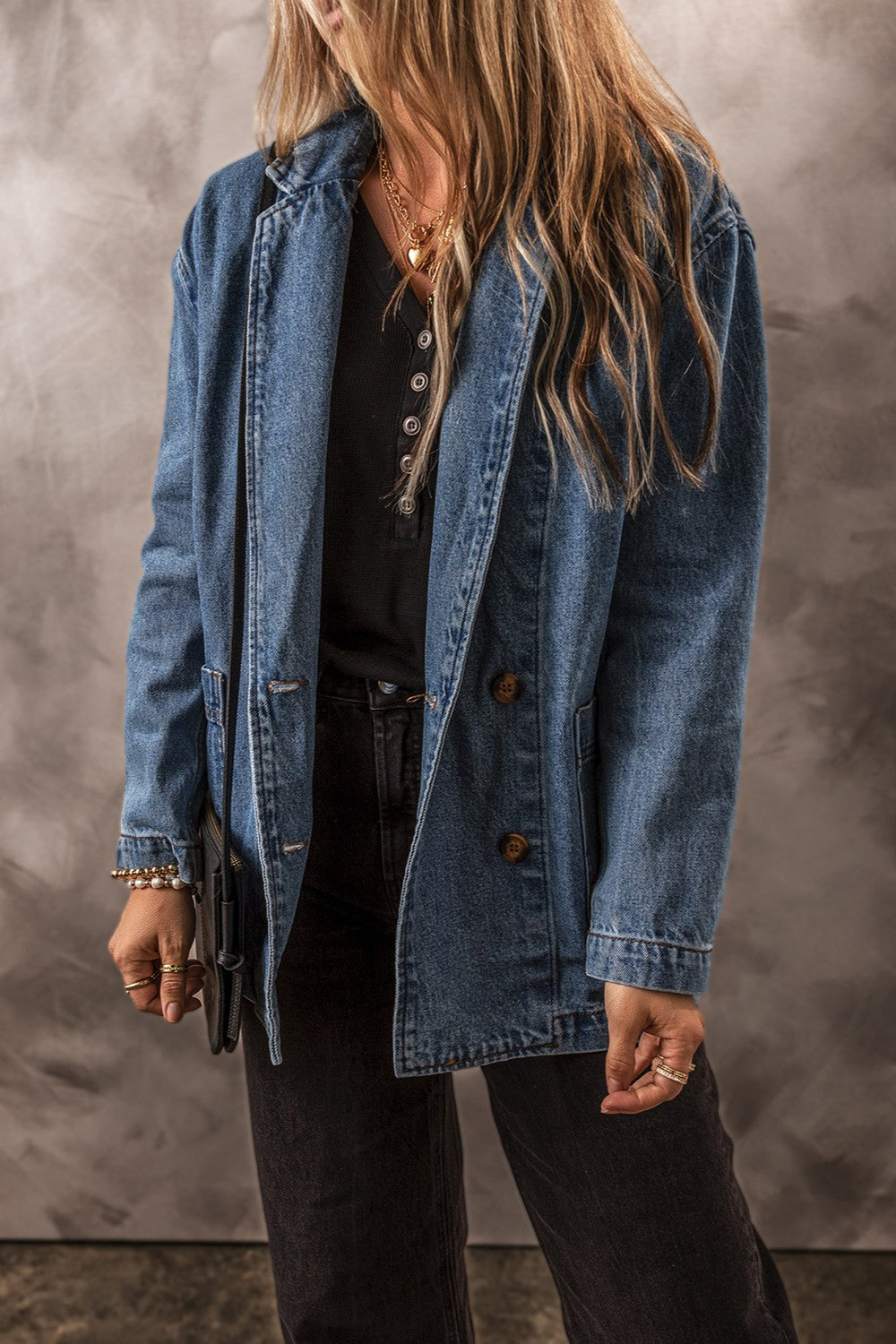 Long Sleeve Denim Jacket with Pockets