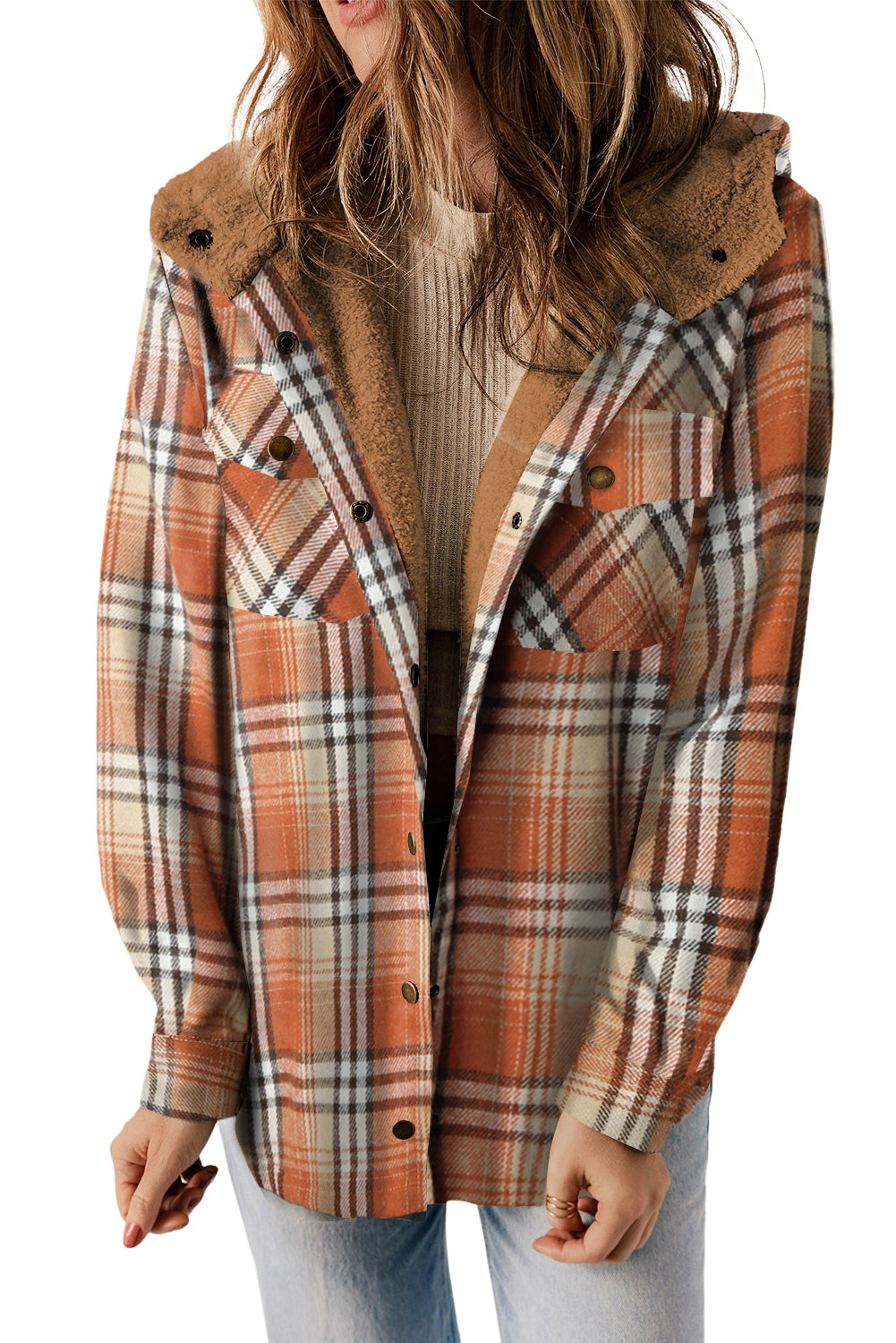 Sherpa Lined Hooded Flannel Jacket